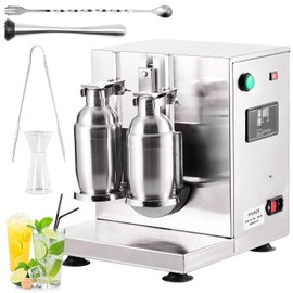 Automatic Milk Tea Shaker Machine, 360° for Bubble Tea Boba Tea, Electric Milk Tea Shaking Machine, Juice Coffee Milk Wine Cocktail Double Cup 750ml Stainless Steel