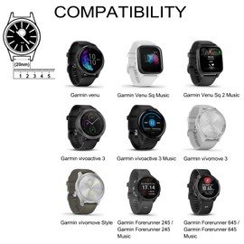 Vanjua Bands Compatible with Garmin Venu 2 Plus / Venu Sq / Venu / Vivoactive 3 Watch Band Women Men, Soft Silicone Sport Replacement Strap for Garmin Vivomove Sport, Vivoactive 3 Music, Forerunner