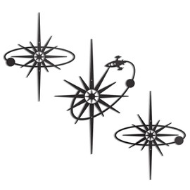 OYEFLY 3 Pieces Metal Wall Art Sun Moon Stars Sculpture (style 1)