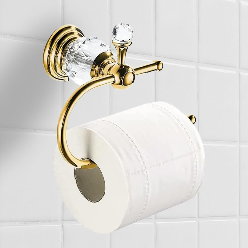 WNEBATH Gold Crystal Toilet Paper Holder, Golden Bathroom Toilet Paper