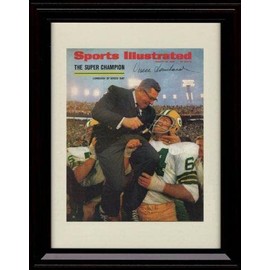 Framed Vince Lombardi Green Bay Super Victory SI Autograph Promo Print (Black Cherry, 8x10)
