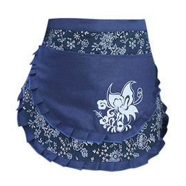 Love Potato Woman Vintage Floral Print Half Apron Creative Craft Apron Work Apron Waist Apron with 2 Pockets, Blue