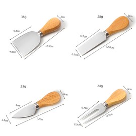 4pcs Cheese Knives Set - Butter Knife,Cheese Knife,Cheese Slicer,Cheese Fork, Stainless Steel Cheese Knife Set for Charcuterie Board and Accessories
