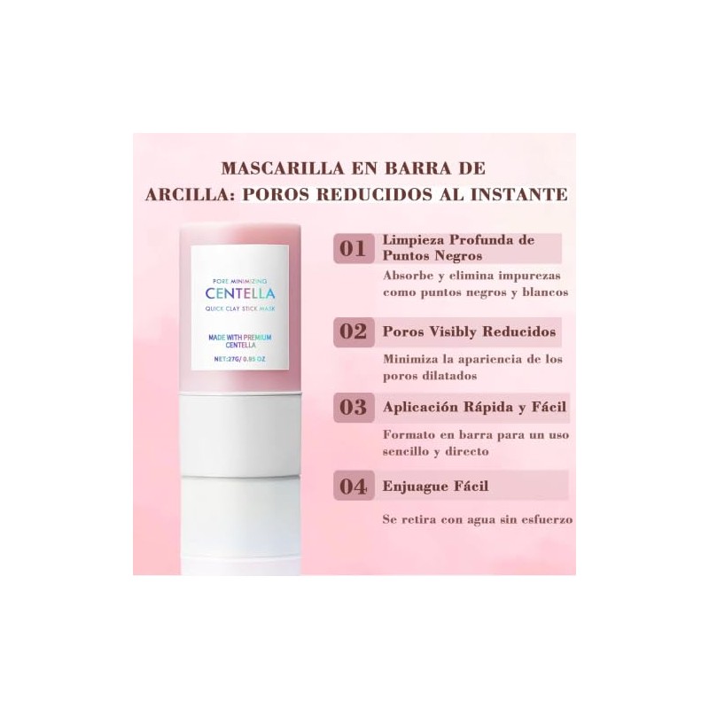3PC Mascarilla de Arcilla en Barra con Centella Asiática,Poremizing Quick
