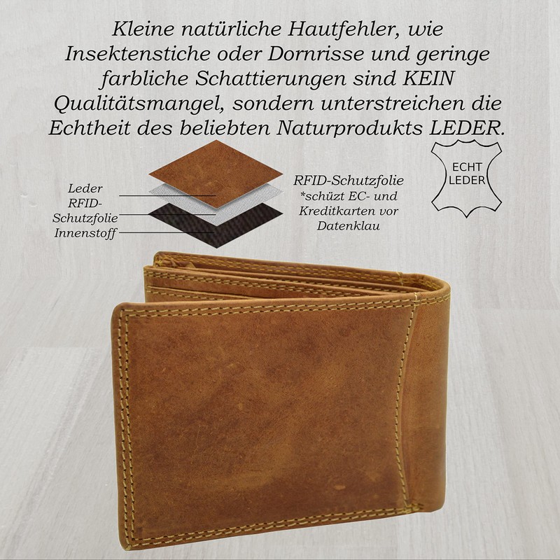 Wild Things Only Leather Wallet Rustic Design Cowhide Men's Wallet