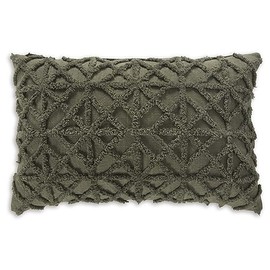 Signature Design by Ashley Finnbrook Casual 22" x 14" Rectangular Diamond Tufted Pillow, Green