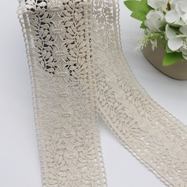 WANYI 5 Yards Lace Ribbon Lace Made of Cotton DIY Decorative Ribbon Borders and Ribbons for Sewing Lace Border Decorative Ribbon Vintage Decoration for Sewing Crafts Curtains Tablecloths (9 cm Beige)