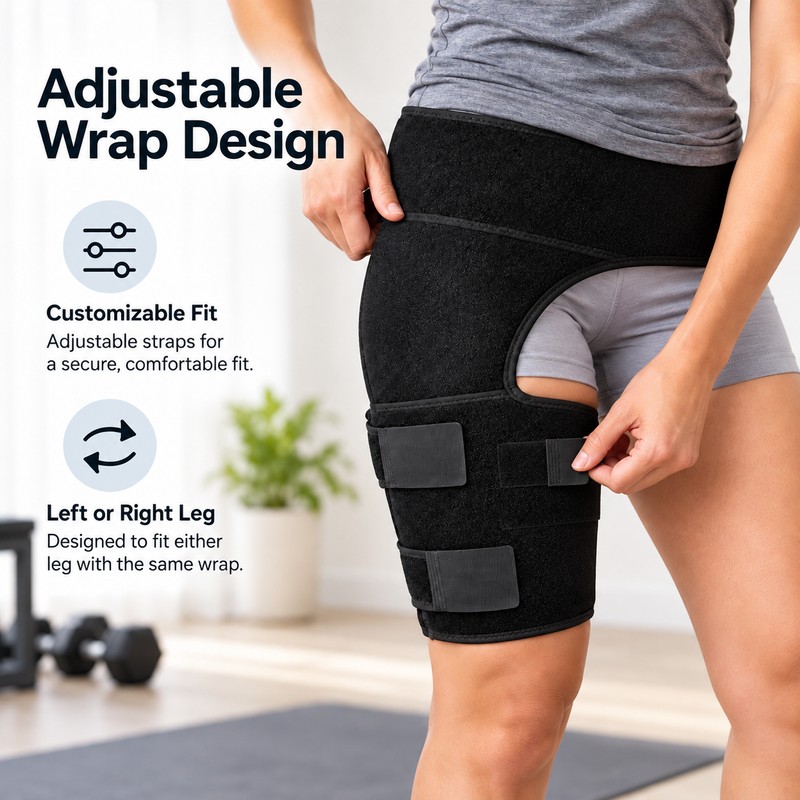 Adjustable Hip Brace Thigh Compression Wrap, Groin and Hamstring Support,