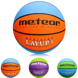 meteor® Layup Children's Mini Basketball, Size #5, Ideal For Young Children's Hands Aged 4-8 Years, Ideal Basketball For Training, Soft Basketball With Non-Slip Surface, multicolour