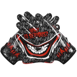 Exote Sports Youth Football Gloves American Reciever Villain Football Gloves for Adult Men Women and Boys with Super Sticky Silicone Grip Palms Ultimate Performance Boosters (Black, Adult Large)