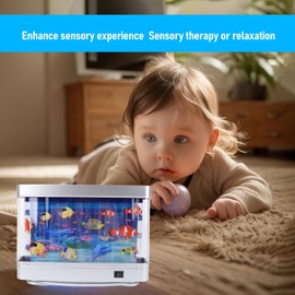 LED Aquarium Set, Artificial Aquarium Lamp, LED Set for Small Aquariums, Fish, Artificial Aquarium Night Light with Moving Fish, Small Aquarium Fish Tank