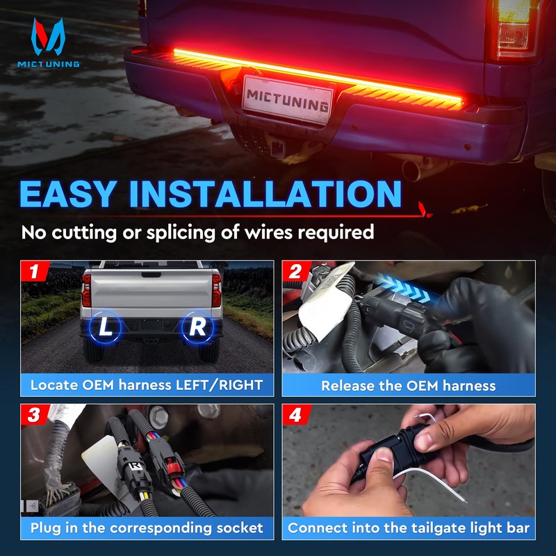 MICTUNING Tail Light Wire Harness Compatible with 2018-2021 Chevy Silverado/GMC