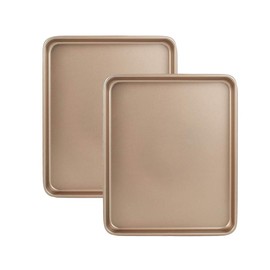 13 Inch Baking Sheets Pan Nonstick Set of 2, Walooza Easy Clean Cookie Sheet Replacement Toaster Oven Tray，Deep Size 1 inch Bakeware