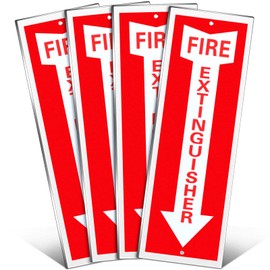 Tondiamo 4 Pack Fire Extinguisher Sign 4 x 16. 5 Inch Fire Rust Aluminum Signs Laminated for Ultimate UV, Weather, Scratch, Water and Fade Resistance, Indoor and Outdoor