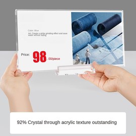 ECKEK Magnetic Sign Holder Grip Holder, Powerful Magnet, Acrylic Sign Holder for Retail Shelves Display Store Vendor Event Warehouse and Shop Supplies (Wood Base 297*148mm/11.69*5.83inches)