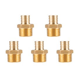 WMAXPFIT(5 Pack) 3/4 Inch PEX x 3/4 Inch Male NPT Thread Adapter F1807, LF Brass crimp fitting for PEX-b pipe