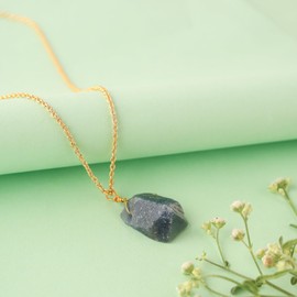 Sunshinegems Natural Raw Blue Sapphire Crystals Pendant Necklace, Raw Gemstone, Healing Crystals, Gift for Her, Birthday, Gemstone Jewelry 18 inch