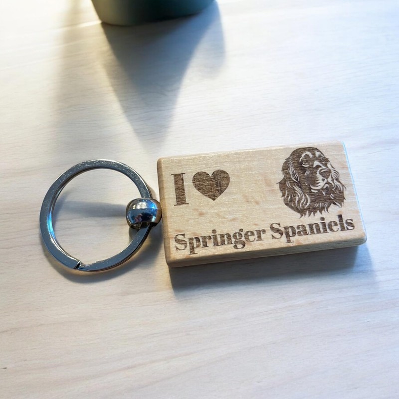 Ashton and Finch I Love Springer Spaniels Keyring – Wooden