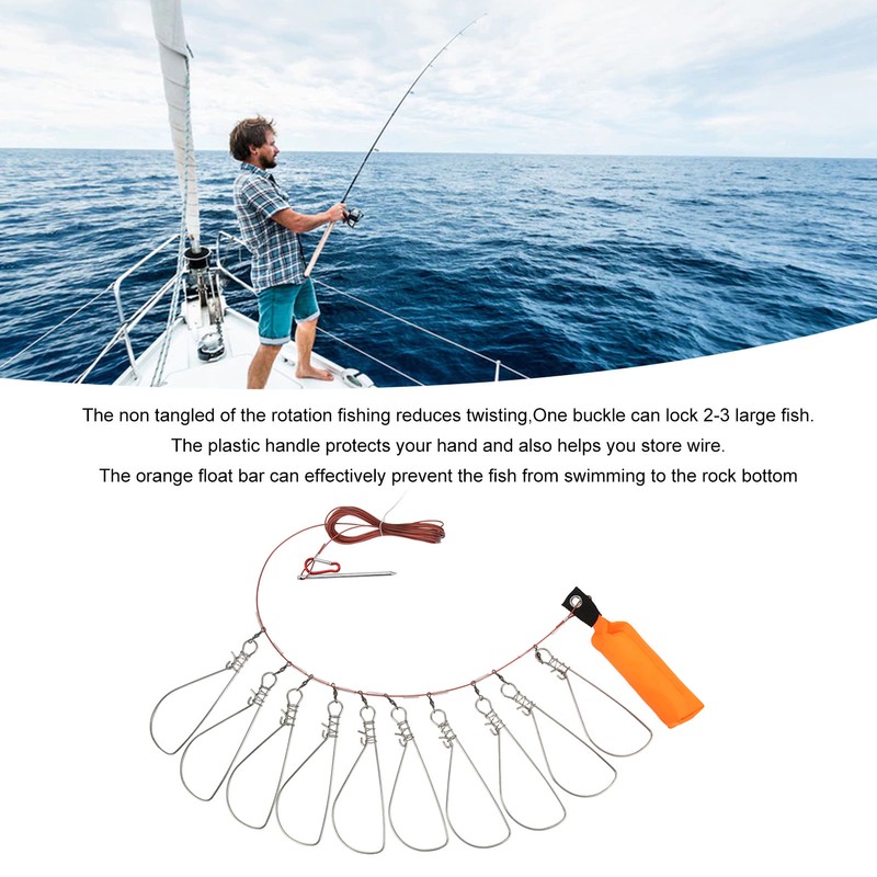 Live Fish Lock with Foam Float Stick Steel Wire Fishing