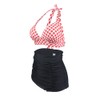 Bslingerie® Women's Retro Half Swimwear Bikini Set - chequered red,