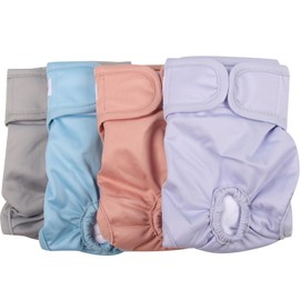 Vecomfy Reusable Female Dog Diapers for Medium Dogs,(4 Pack) Easy Absorbent Medium Doggie Diapers for Peeing,in Heat,Dog Period Panties,M