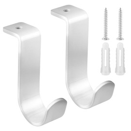 2 Pcs Closet Rod Brackets with Screws, Heavy Duty Metal Wall Mount Rod Brackets Closet Rod Hangers Closet Shelf Rod Holder Wall Mount Closet Rod for Living Room Bedroom Office(Silver,1.38 Inch)