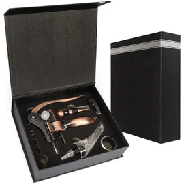 Wine Bottle Opener 6 pieces Corkscrew Set Rabbit Bottle Opener with Foil Cutter, Wine Stopper, Wine Aerator Pourer, Extra Corkscrew, and Drip Rings for Wine Bottles- Rabbit Wine Corkscrew Opener Set