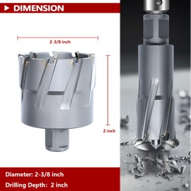 GRIXLEN 2-3/16" x 2" Annular Cutter with Weldon Shank,Carbide Tip Annular Drill Bit for Stainless Steel, Iron (2" Depth, 2-3/16" Diameter)