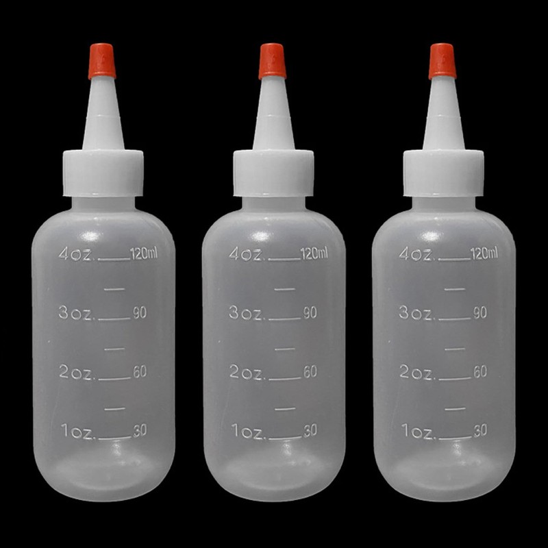MUEEAD 3 Pack Pointed Plastic Bottles, Squeeze Applicator Bottles, Translucent