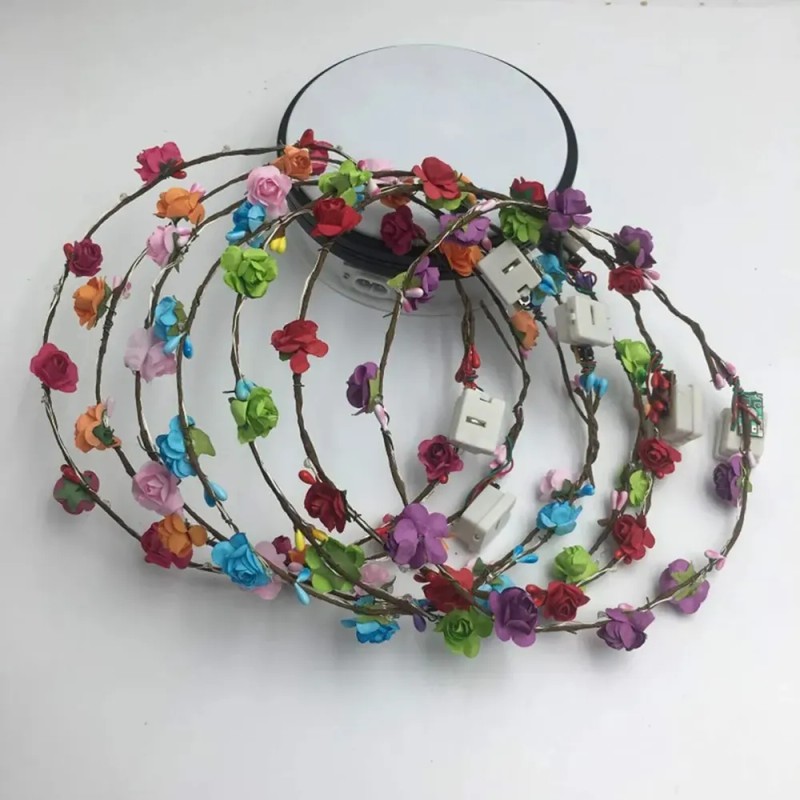 Tiaras Con Flores Led Para Fiesta Paquete Con 10