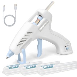 HHDQFTSLG Cordless Hot Glue Gun, Glue Gun with 30 Glue Sticks, Fast Preheating Hot Melt Mini Glue Gun Kit for School Craft DIY Arts,Quick Home Repairs & Decoration, 20W (White)