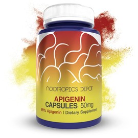 Nootropics Depot Apigenin Capsules | 50mg | 60 Count | >98% Apigenin | Supports Relaxation, Joint Health, and NAD+ Levels