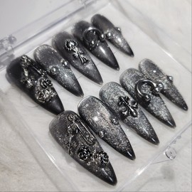 [Handmade nail tip] piercing - almond / [수제네일팁] piercing - 아몬드