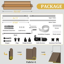 Shade&Beyond Shade&Beyond Outdoor Roller Shades 8' W x 8' H Cordless Patio Roll Up Blinds Exterior Shade Cloth Roll for Porch Gazebo Pergola Balcony Backyard, 2 Poles and 1 Piece Fabric, Mocha