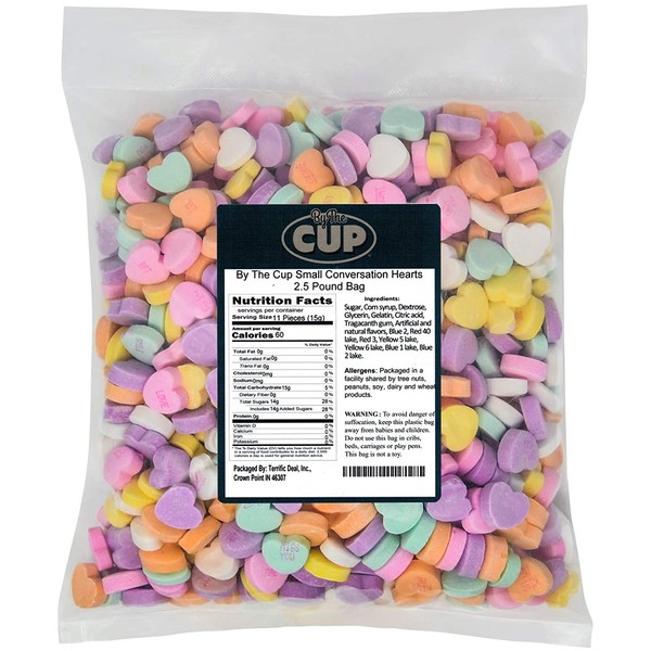 By The Cup Small Conversation Hearts 2.5 Pound Bag
