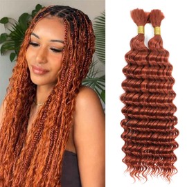 DMKEEP Ginger Bulk Human Hair for Braiding No Weft 100g (1 Pack/2 Bundles) Human Hair Bulk for Braiding Deep Wave Human Braiding Hair Extensions 20 Inch
