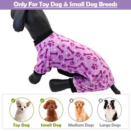 PET SHOW 4 Pack Small Dog Pajamas Paw Bone Patterns Cute Clothes for Medium Dogs Soft Stretchy PJs 4 Legged Jumpsuit Puppy Cats Onesies Outfits with Sleeve Dachshund Doggies Girl Boy (X-Large)