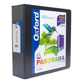 Oxford PP10306 Carpeta de Argollas Panorama Tamaño Carta con Polipropileno, Herraje "D" de 3", Color Negra