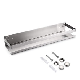 OwnMy Bathroom Shower Shelf Stainless Steel Bath Kitchen Basket Shower Caddy Rack, Rustproof Metal Bathroom Storage Floating Shelves Wall Mounted Shower Corner Rectangular Shelf - 16 Inch Silver