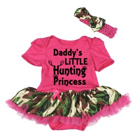 Petitebella Daddy's Little Caza Princesa Rosa Hot Body Tutu Vestido de bebé Nb-18m, Hot Pink, 3-6 Meses