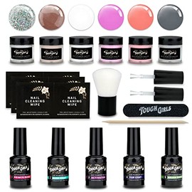 TOUGH GIRLS | 6-Pack Dip Powder Kit | Includes Dip Powders, Primer/Bond, Base Coat, Top Coat, Activator, Brush Saver, Extra Bottle Brushes, Nail Brush, Cuticle Stick, Nail File, & Nail Wipes (6-Pack Kit | Color Combo 2)
