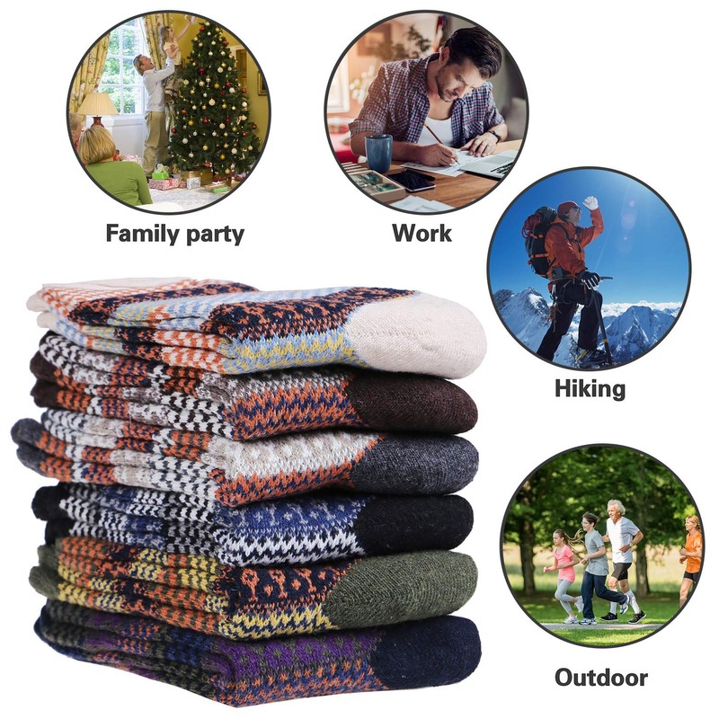 6 Pairs Mens Wool Socks Thick Warm Winter Thermal Socks