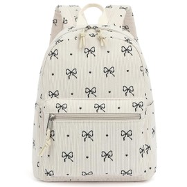 Corduroy Mini Backpack Purse Fashion Small Backpack Casual Daypack for Women Girls School Travel (Bow Tie)