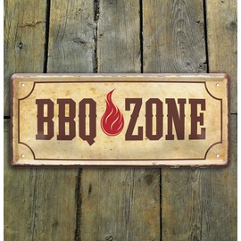 schilderkreis24 – Tin Sign Funny Grill Saying "BBQ Zone" Decorative Humour Grilling Gift Idea Man Woman 28 x 12 cm