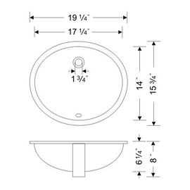 Wells Sinkware Oval 19 x 16 Ceramic Undermount Bathroom Sink Vanity White
