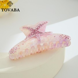 TOVABA Starfish Hair Claw Clips for Women Pink Starfish Hair Clips Cute Medium Hair Clips Trendy Summer Hair Claw Clips Hair Accessories for Women Strong Hold Jaw Hair Clip for Thick Thin Hair