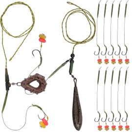Carp Fishing Rig Kit Hair Carp Fishing Accessories Set Carp Flat Pear Sinker with Rolling Quick Change Swivels for Carp Bass Carp Tackle Rigs Set Carp Hook Carp Sinker Corn