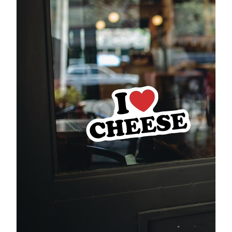 (3 Pcs) I Love Cheese Heart Vinyl Sticker 2"