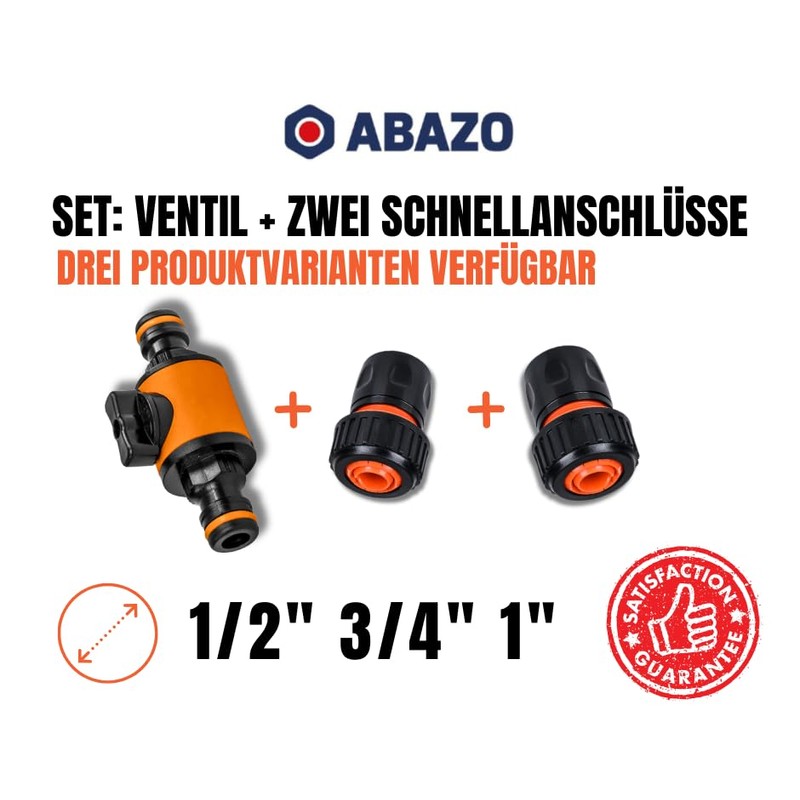 ABAZO Garden Hose Connection Nipple, Nipple with Shut-off Valve, Regulating