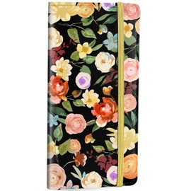 Checkbook Cover for Personal Checkbook, RFID Checkbook Register Cover with Pen Holder & Built-in Clear Plastic Divider for Duplicate Checks